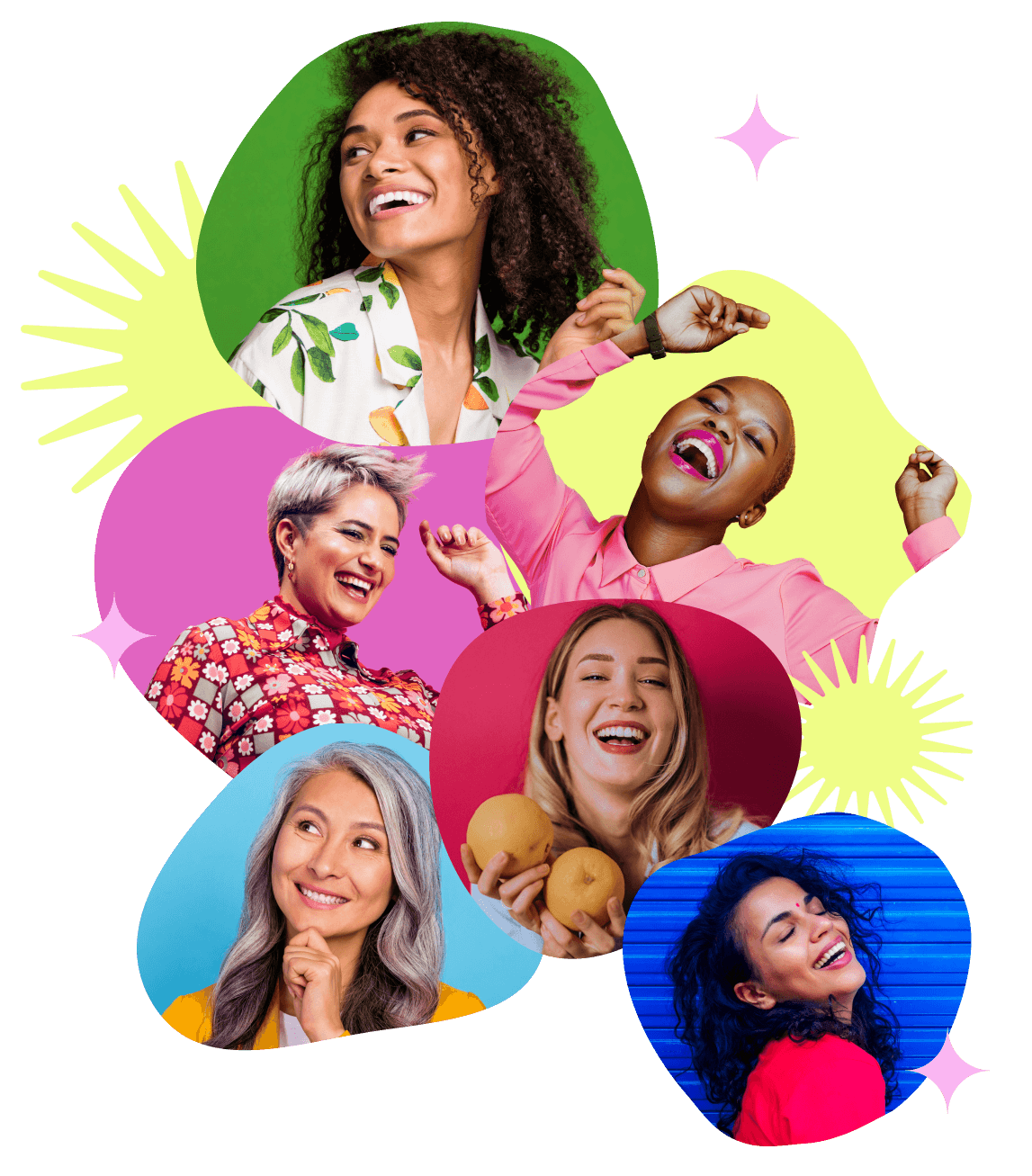 Diverse women celebrating - YUME community collage